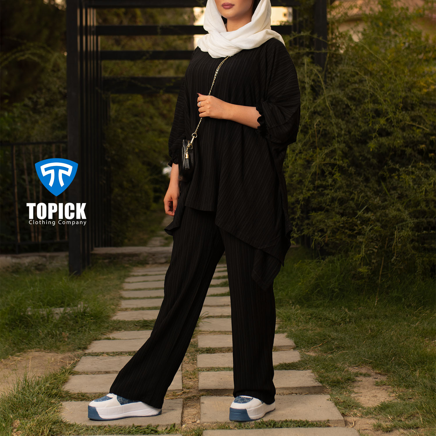 ست شومیز و شلوار زنانه مشکی مدل مژده تاپیک - Image 8