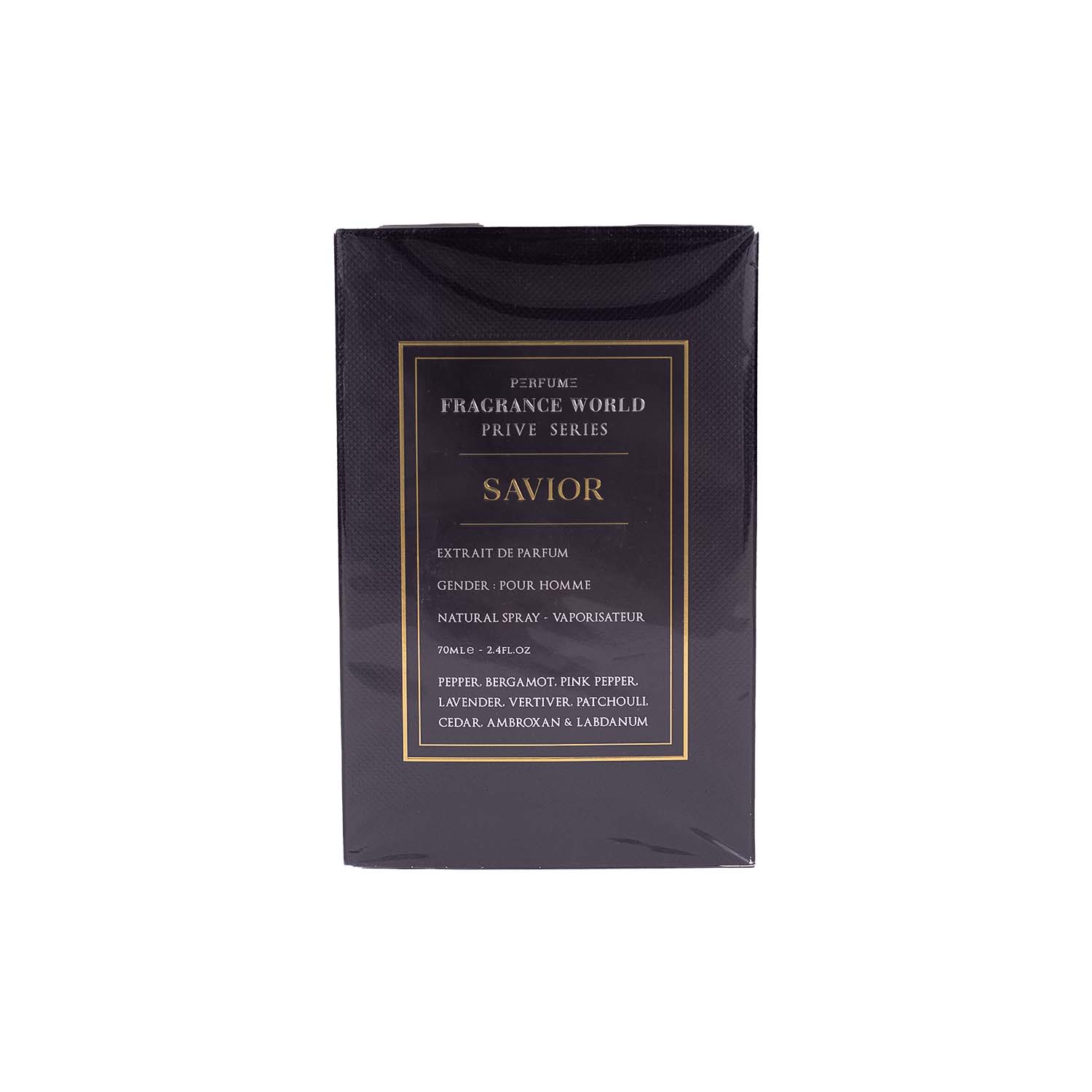 عطر مردانه Fragrance World Prive Series Savior اکستریت د پرفیوم ۷۰ میل با رایحهای گرم، ادویهای و ماندگار. مناسب آقایان شیکپوش با پخش بوی بالا و قیمت اقتصادی.