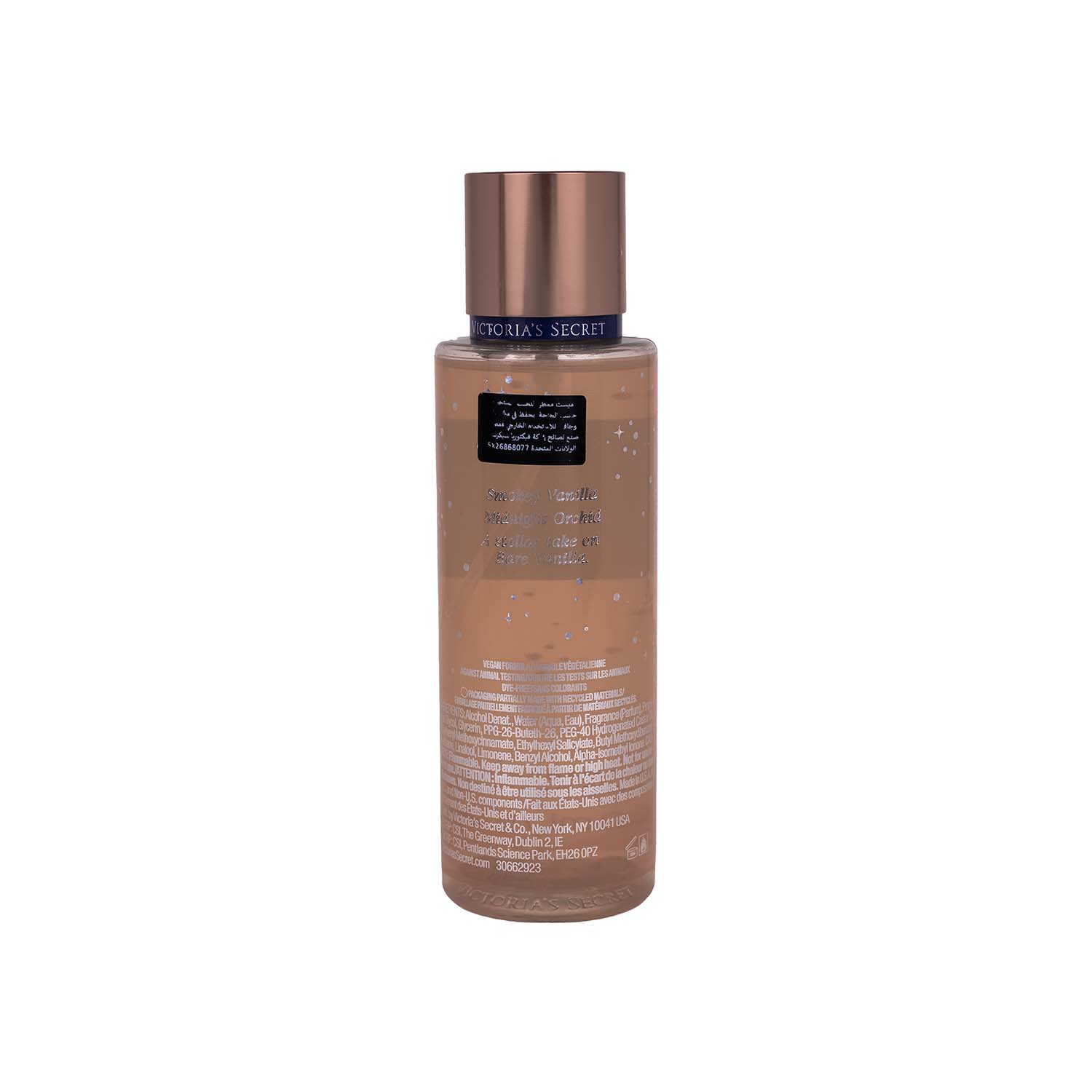 بادی میست ویکتوریا سکرت Bare Vanilla Starlit با رایحه وانیلی روشن، اندکی میوهای و با جلوه درخشان اکلیلی مناسب مهمانی و استفاده شبانه بوده و با حجم ۲۵۰ میل،