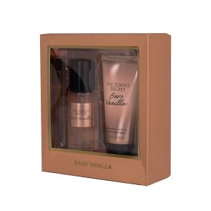 ست هدیه ویکتوریا سکرت مدل Bare Vanilla پک کوچک بادیمیست و لوسیون بدن رایحهی گرم و وانیلی